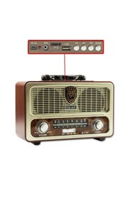 Resim M90 M-111bt Nostaljik Ahşap Retro Fm Radyo Usb Sd Bluetooth Fm 