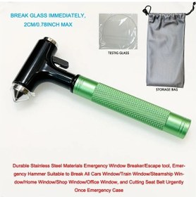 Resim Willowhaven Yeşil Siyah Acil Durum Çekiç Araç Ev Güvenlik Çelik Kırıcı Penceresi 