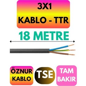 Resim Öznur 3x1 Ttr Kablo Siyah Metre Seçenekli - 18 Metre 