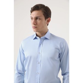 Resim D'S Damat Ds Damat Slim Fit Mavi Düz Nano Care Gömlek 4HE02SG00024M 