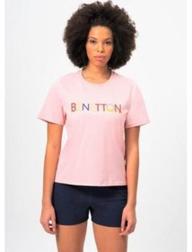 Resim Benetton Bnt-w20382-23y Kadın T-shirt Bnt-w20382-r1398 Pudra 