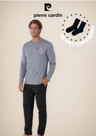 Resim Pierre Cardin Erkek %100 Pamuklu Uzun Kol Pijama Takımı Ol.pc.6103.001-koyu Gri-s Çok Renkli 