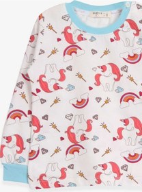 Resim Breeze Kız Çocuk Pijama Takımı Unicorn Desenli Ekru (1.5-5 Yaş) (550008603) 