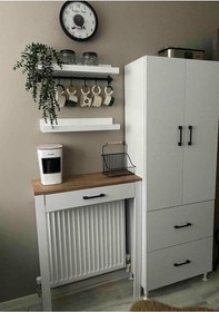 Resim Kahve Köşesi Ünitesi Ceviz 70 X 30 X 92 Atlantik Çam - Beyaz 