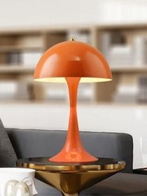 Resim Turuncu Metal Mantar Abajur Modern Yatak Odası Salon Masa Ve Gece Lambası 