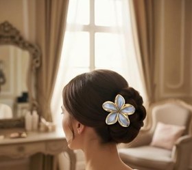 Resim Lotus Saç Tokası - Büyük Boy 8 cm, Tekli Saç Tokası, Lotus Çiçeği Tasarımı (Gri) 