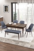 Resim Canisa Zen Serisi 80x132 Mdf Açılabilir Barok Ahşap Desen Masa Takımı 4 Füme Sandalye Ve 1 Bench 