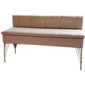 Resim Sırtlı Sandıklı Yeni Nesil Puf Bench Josephine Koltuk Renk Seçenekli Metal Ayaklı 110x40 Cm Ebatlı 