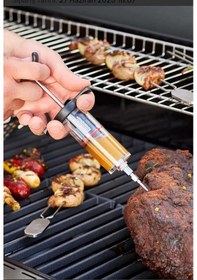 Resim Et Marine Enjektörü Paslanmaz Çelik Iğneli Baharat Sos Şırıngası 50ml 