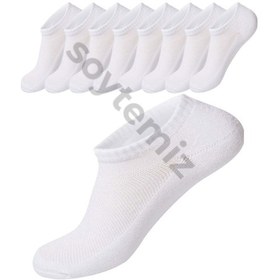 Resim Unisex Beyaz Cotton Sneaker Spor Çorap 8 Çift Diğer 