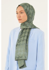Resim Mirsoy Scarf Kazayağı Desen Parlak Jakar Şal - Küf Yeşili Küf Yeşili 