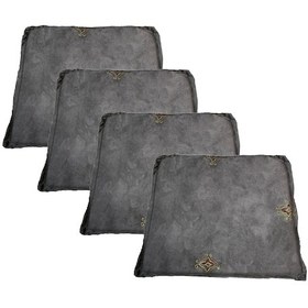 Resim Knsz sırt minderi 4 lü zng&mğr&uslu gri işlemeli kumaş cırtlı tel bar sandalyesi sırtı için 