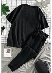 Resim Unisex 13 Baskılı Eşofman Takımı Siyah 