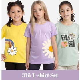 Resim Fyk Kids Kız Çocuk 3'lü - Papatya-girls Baskılı Tişört Çok Renkli 
