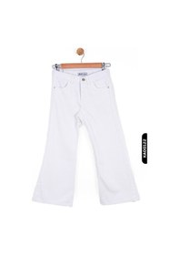 Resim Xo Kids Geniş Paçalı Kemerli Yarım Fermuarlı Kız Çocuk Pantolon 8-14 Yaş 55706 Beyaz 