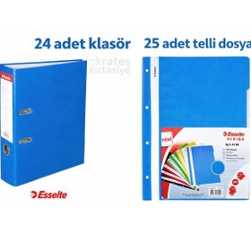 Resim Esselte Mavi Geniş Klasör 24 Adet +Mavi Telli Dosya 25 Adet 