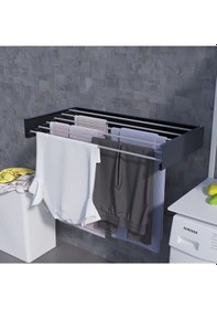 Resim Belize 100 cm Kurutmalık Çamaşır Askısı Duvara Monte Katlanabilir Çamaşırlık Antrasit 