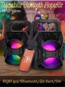 Resim Kts 1057 Siyah Bluetooth M Sd Usb Rgb Ses Bombası Speaker 