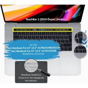 Resim Macbook Pro Touchbar Klavye Koruyucu 13-15Inc F Türkçe Daktilotip Siyah 