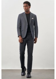 Resim İmza Koyu Lacivert Düz Örme Mono Yaka Kelebek Astar Çift Yırtmaç 2 Düğme 6 Drop Slim Fit Classic Ceket 1002245133 Koyu Lacivert 