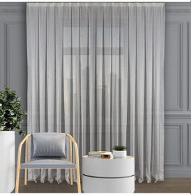 Resim Gümüş Simli İnce Çizgili Tül Perde Normal Pile 1'e 2,5 Pile-gümüş Gümüş 