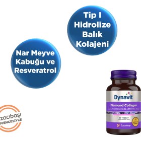 Resim Dynavit Diamond Collagen & Hyaluronic Acid 30 Tablet - 3'lü Avantaj Paketi -Tip 1 Balık Kolajeni 