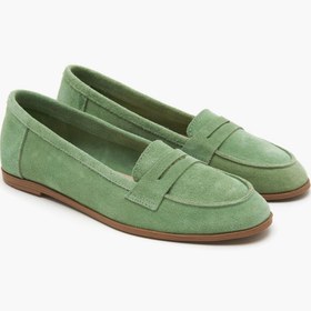Resim Sage Açık Yeşil Kadın Süet Loafer 