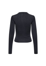 Resim Only Onlhannah L/s Ruchıng Top Jrs Kadın Siyah T-shirt - 15363623 