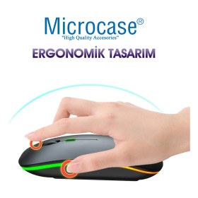 Resim Microcase 1600 Dpı Şarj Edilebilir 2.4 Ghz Rgb Işık Çift Modlu Bluetooth Mouse - AL2767 Gri 