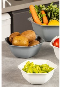 Resim Vienev 4lü Altıgen Kase Seti Beyaz-antrasit 