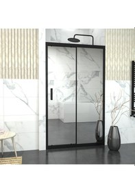 Resim Tekno Duş Black Capello 6mm Reflekte Cam 1 Sabit 1 Sürgü İki Duvar Arası Duşakabin Siyah 