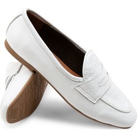 Resim Deery Hakiki Deri Beyaz Kadın Babet - 01910zbyzc01 Beyaz 