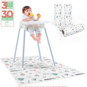 Resim Minimono 3'lü Desen Mama Sandalyesi Altı Ve Aktivite Örtüsü - Mavi - Mavi / Standart 