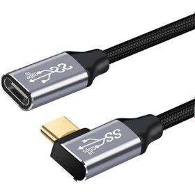 Resim F Fityle Usb-C-Usb-C Kablosu 90 Derece Açılı 100W L Şekilli Erkek Cep Telefonları İçin 0.25M (Yurt Dışından) 