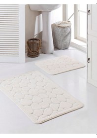Resim Cotton Eco Taş Desen 2 Li Paspas Krem 60 x 100 / 50 x 60 CM Krem 