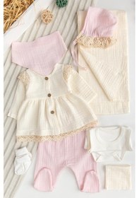 Resim Babymod Müslin %100 Pamuklu 8 Li Kız Bebek Hastane Çıkışı Bebek Takımı Yeni Doğan Set 