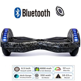 Resim Citymate Smart Balance Elektrikli Kaykay Hoverboard 8.5" Akıllı Dengeli Ledli Bluetooth Hoparlörlü Antrasit 