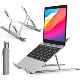 Resim Hakay Katlanabilir Alüminyum Dizüstü Bilgisayar Standı, 2in1, Ayarlanabilir 7 Kademeli 
