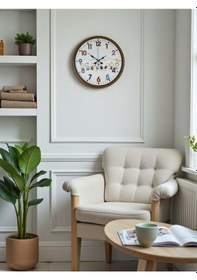 Resim 36 Cm Kahverengi Çocuk Odası Duvar Saati Çok Renkli 