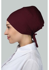 Resim Altobeh Kadın Pratik Dikişsiz Bağcıklı Kaymayan Tesettür Penye Bone - Bordo 