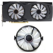 Resim Prestigegoods 1 Adet Xfx Gpu Soğutucu Fanı, Rx 470/480/570/580/460 Görüntü Kartı İçin, Kırmızı Işık Değiştirilebilir, Siyah+şeffaf 