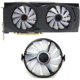Resim Prestigegoods 1 Adet Xfx Gpu Soğutucu Fanı, Rx 470/480/570/580/460 Görüntü Kartı İçin, Kırmızı Işık Değiştirilebilir, Siyah+şeffaf 