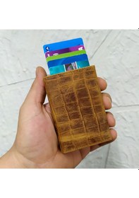 Resim Ancora Leather Hakiki Deri Croco Mekanizmalı Erkek Cüzdanı Taba 