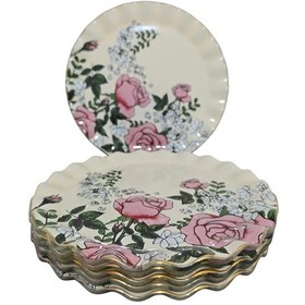 Resim Sudedi Home Roseline Altın Yaldızlı 6 Kişilik Cam Pasta Tabağı Takımı Çok Renkli 