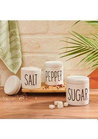 Resim 3 Lü Porselen Baharatlık Baharat Takımı Seti Beyaz 