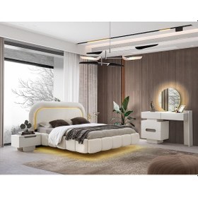 Resim Kumsal Mdf Bazalı Yatak Odası Takımı 