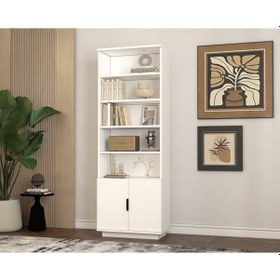 Resim Armi Kitaplık 6 Raflı 2 Kapaklı Beyaz 