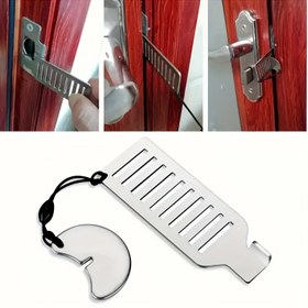 Resim Kaymaz Yuvalı Ağır Hizmet Metal Kapı Durdurucu - Ev, Otel, Apartman ve Seyahat için Sağlam Kapı Braketi, İp Bağlantılı Güvenli Kapı Blokaj Cihazı, Alt Kısımda Kullanım İçin Kapı Durdurucular, Şık Metalik Yüzey, Dayanıklı Yapı 