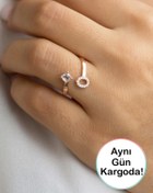 Resim Lieza Kadın Rose Gümüş O Harfi Yüzük 