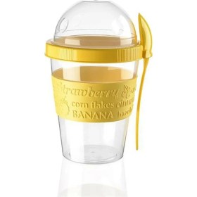 Resim Pazariz Kaşıklı ve Meyve Bölmeli Sarı Yoğurt Kabı 